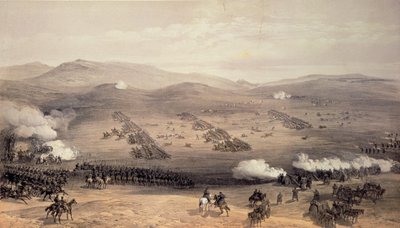 Carica della Brigata di Cavalleria Leggera, 25 ottobre 1854, inciso da E. Walker, pub. da Colnaghi und Co, 1855 da William Crimea Simpson